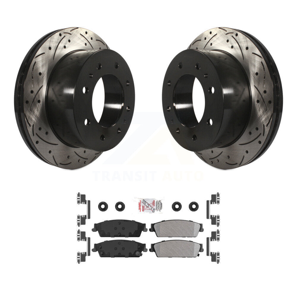 Rear Drill Slot Brake Rotors Semi-Metallic Pad Kit For 11 Chevrolet Silverado 1500 Hybrid KDA-101988