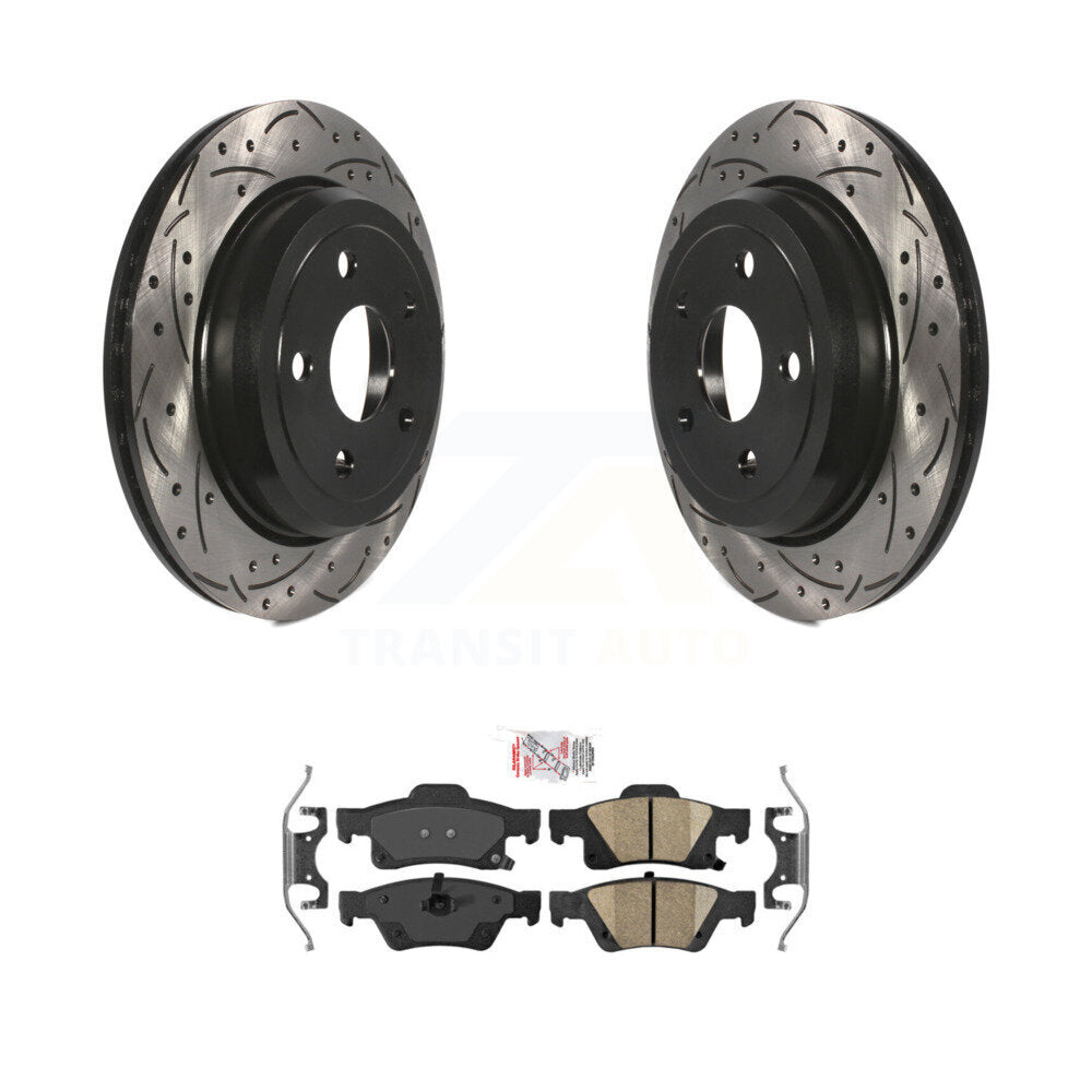 Rear Drill Slot Disc Brake Rotor Ceramic Pad Kit For Jeep Grand Cherokee Dodge Durango WK KDA-101993