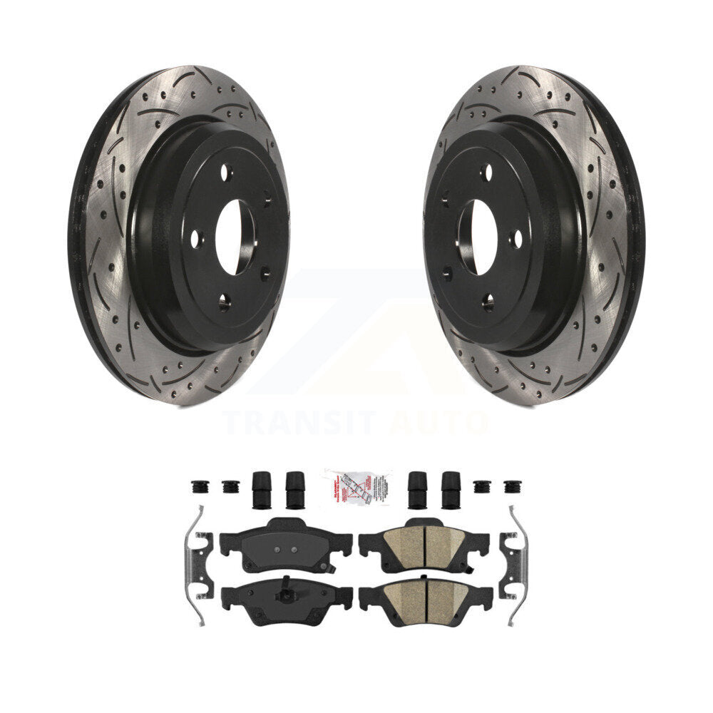 Rear Drill Slot Disc Brake Rotor Ceramic Pad Kit For Jeep Grand Cherokee Dodge Durango WK KDA-101994
