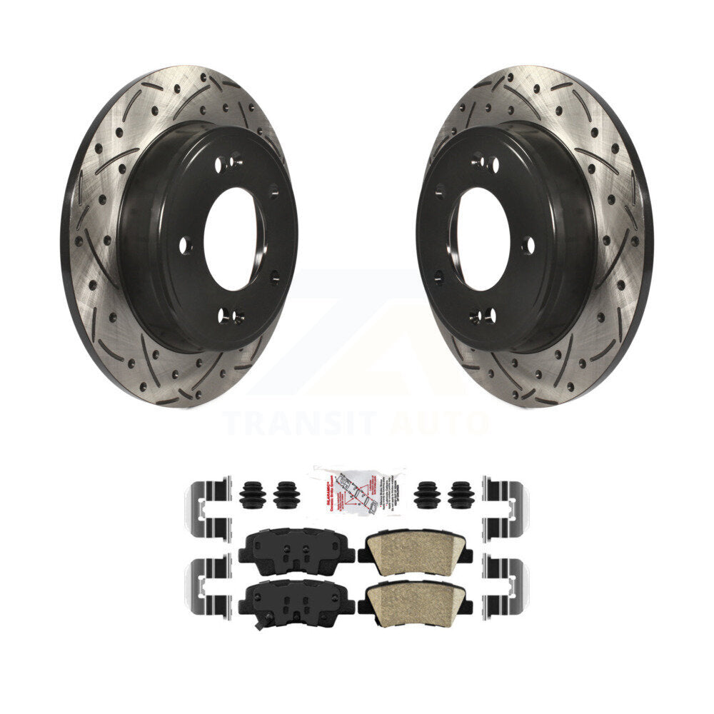 Rear Drill Slot Brake Rotors Ceramic Pad Kit For Hyundai Elantra Kia GT Soul Forte Forte5 KDA-102009