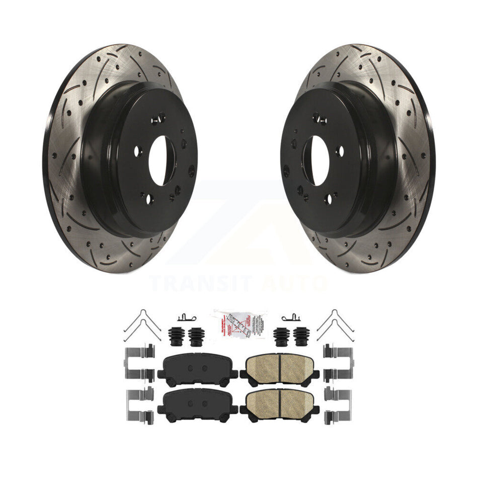 Rear Drilled Slot Disc Brake Rotors Ceramic Pad Kit For Honda Odyssey Pilot Acura MDX ZDX KDA-102014