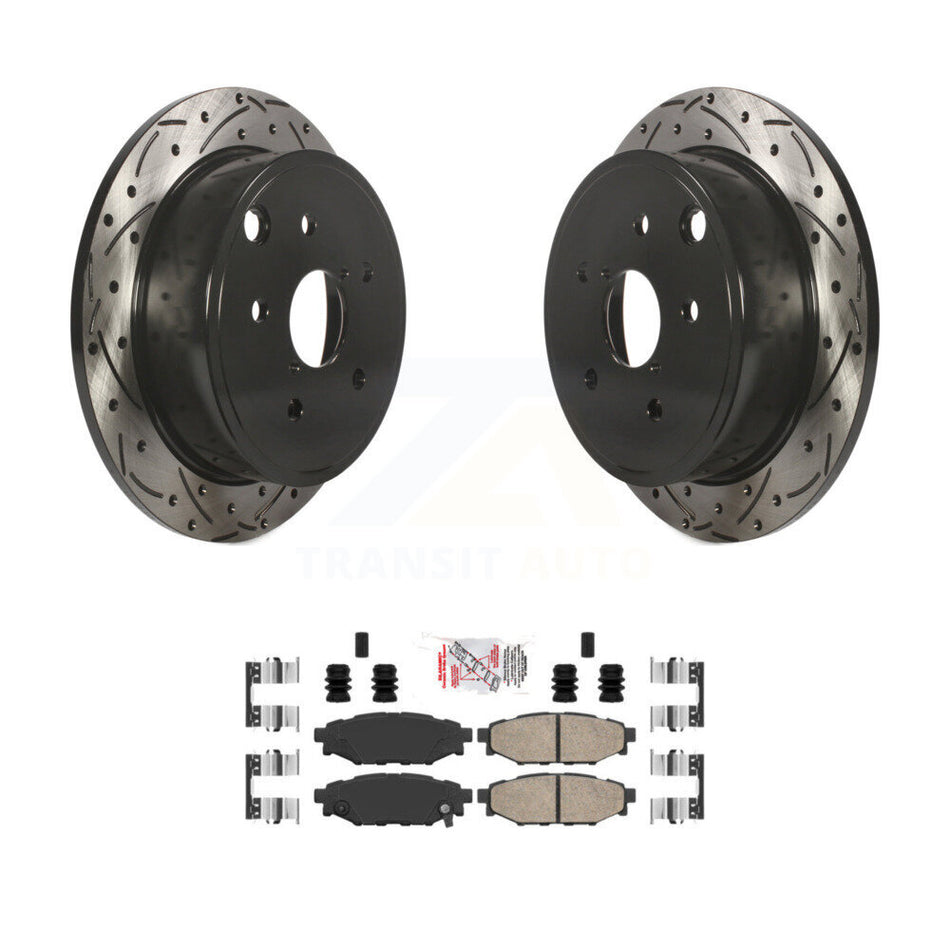 Rear Coated Drilled Slotted Disc Brake Rotors And Ceramic Pads Kit For Subaru WRX KDA-102016