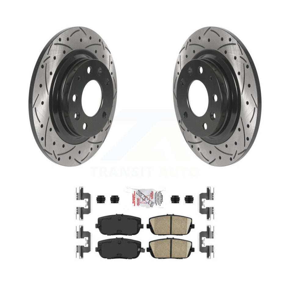 Rear Coated Drilled Slot Disc Brake Rotors Ceramic Pad Kit For 2006-2015 Mazda MX-5 Miata KDA-102023