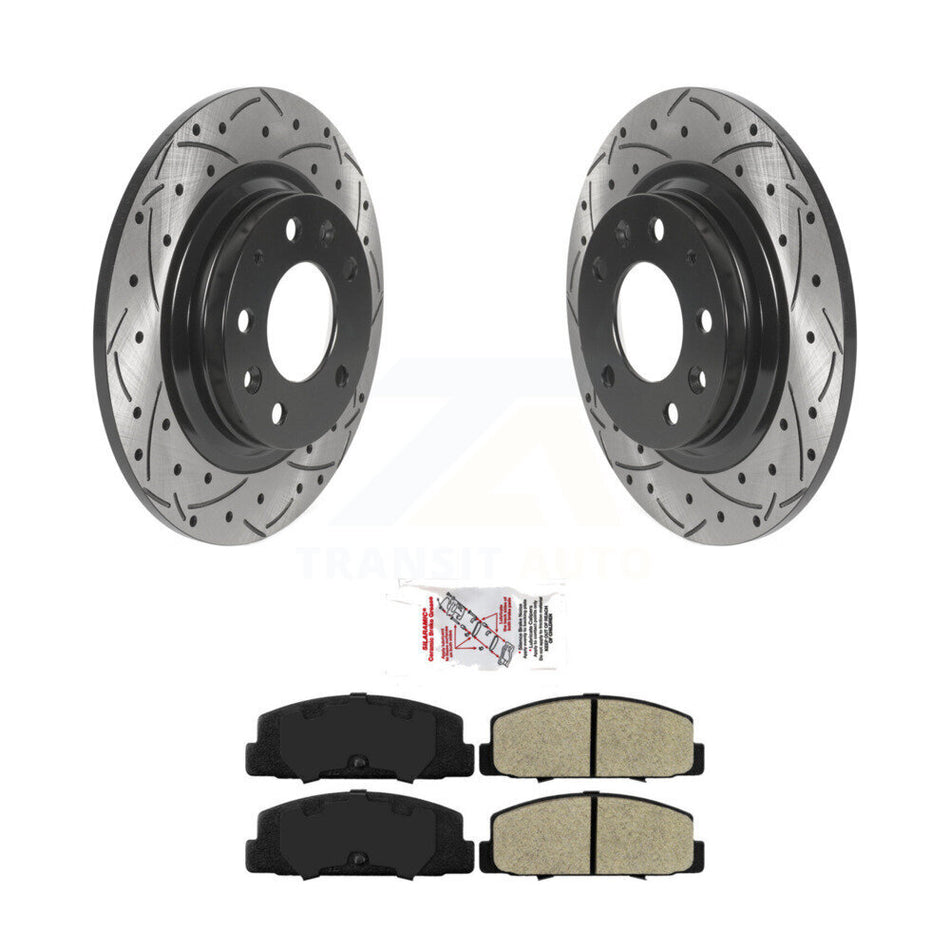 Rear Coated Drilled Slotted Disc Brake Rotors & Semi-Metallic Pad Kit For Mazda 6 Protege KDA-102024