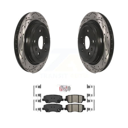 Rear Coated Drilled Slotted Disc Brake Rotors And Ceramic Pads Kit For Cadillac CTS KDA-102028