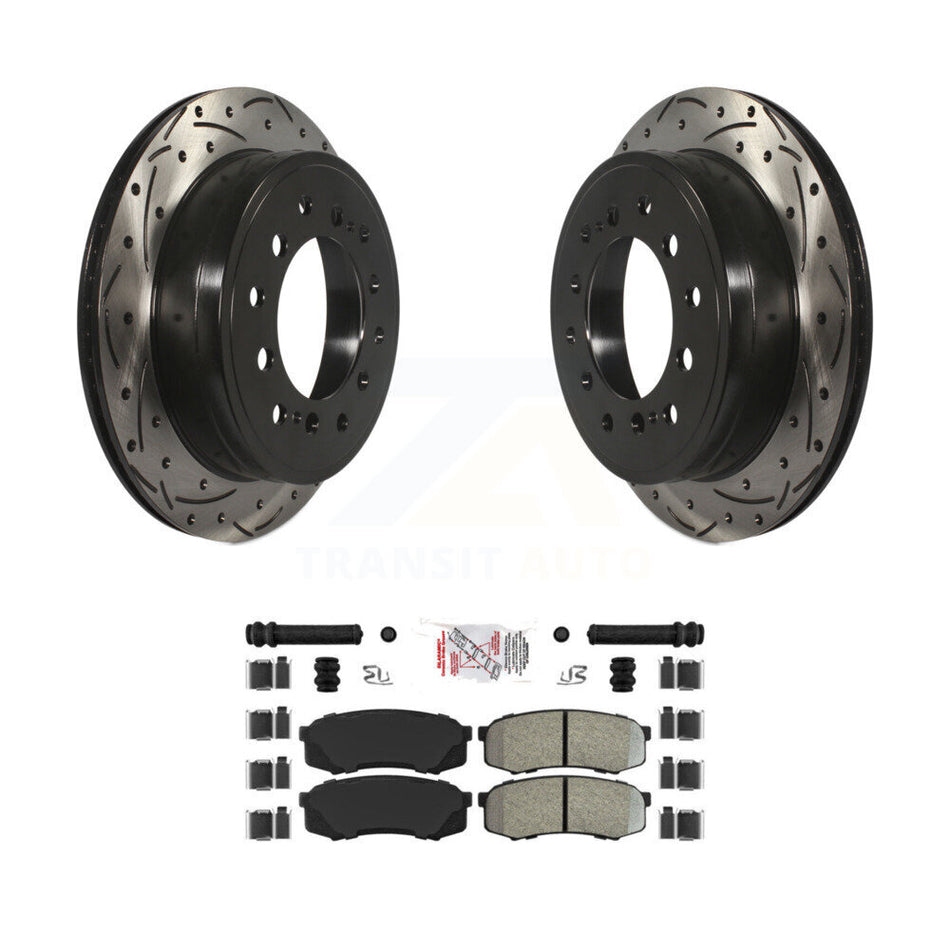 Rear Drill Slot Disc Brake Rotors Semi-Metallic Pad Kit For Toyota 4Runner Lexus GX460 FJ KDA-102032