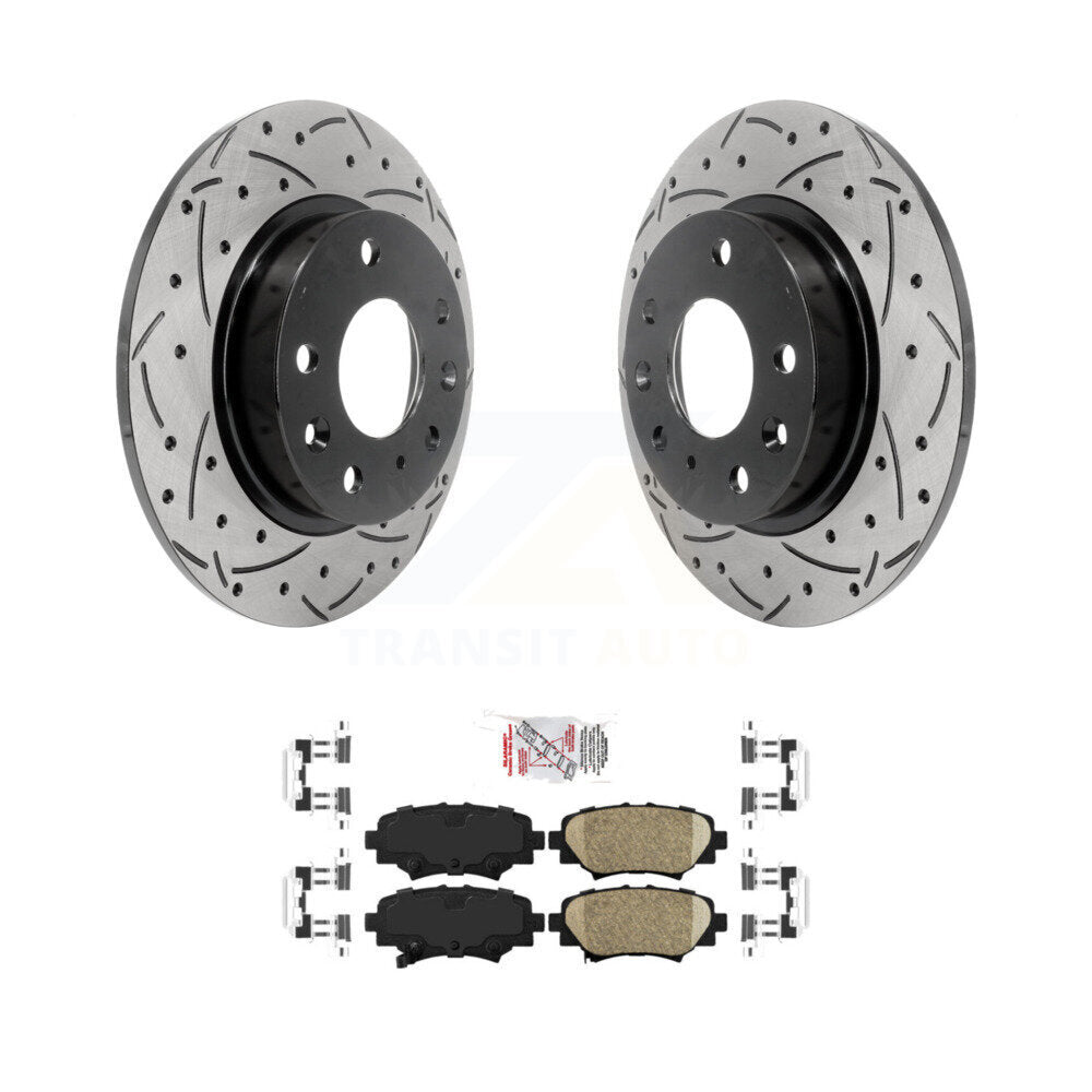 Rear Coated Drilled Slotted Disc Brake Rotors And Ceramic Pads Kit For Mazda 3 Sport KDA-102033