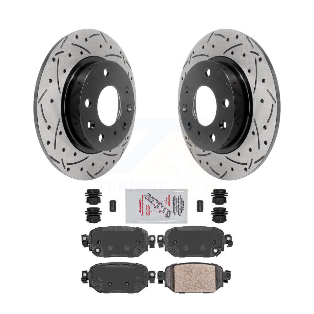 Rear Coated Drilled Slotted Disc Brake Rotors And Ceramic Pads Kit For Mazda 3 CX-3 Sport KDA-102036