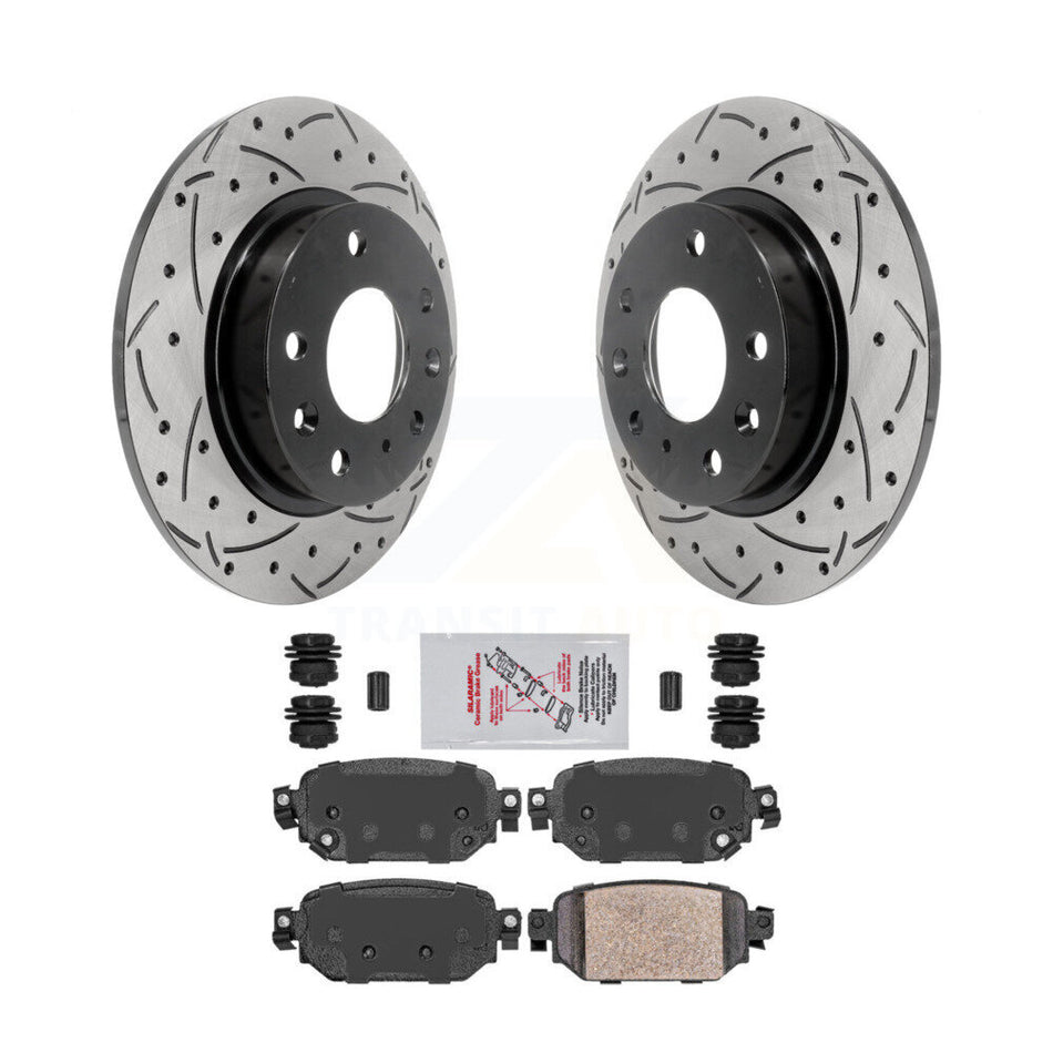 Rear Coated Drilled Slotted Disc Brake Rotors And Ceramic Pads Kit For Mazda 3 CX-3 Sport KDA-102036