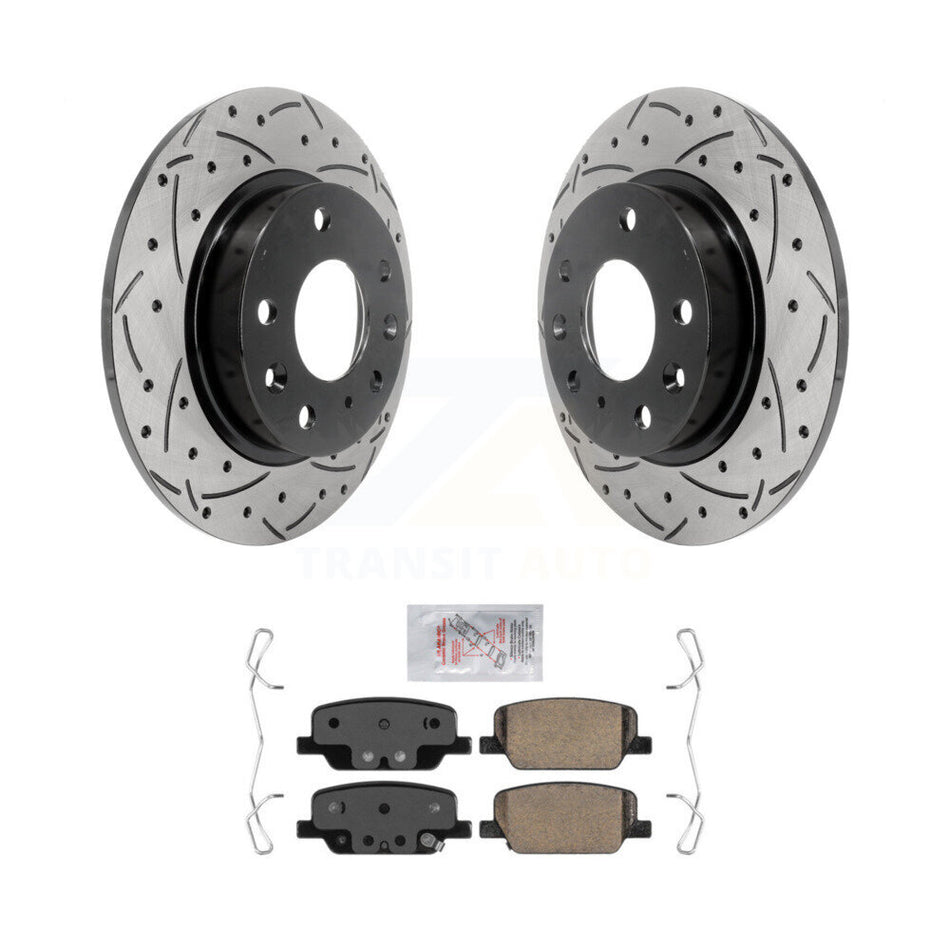 Rear Coated Drilled Slotted Disc Brake Rotors And Ceramic Pad Kit For Mazda 3 CX-30 Sport KDA-102037