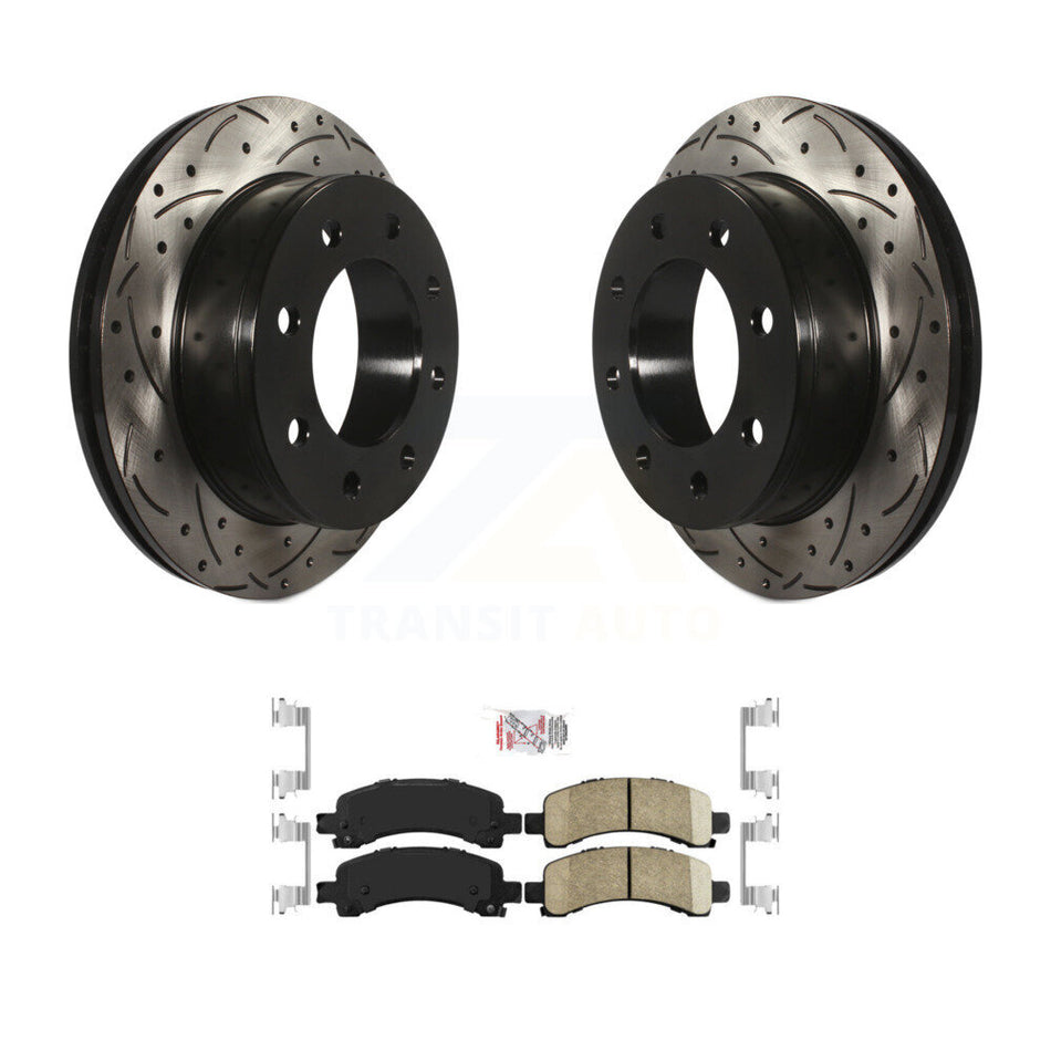 Rear Drilled Slot Brake Rotors Ceramic Pad Kit For GMC Chevrolet Savana 3500 2500 Express KDA-102040
