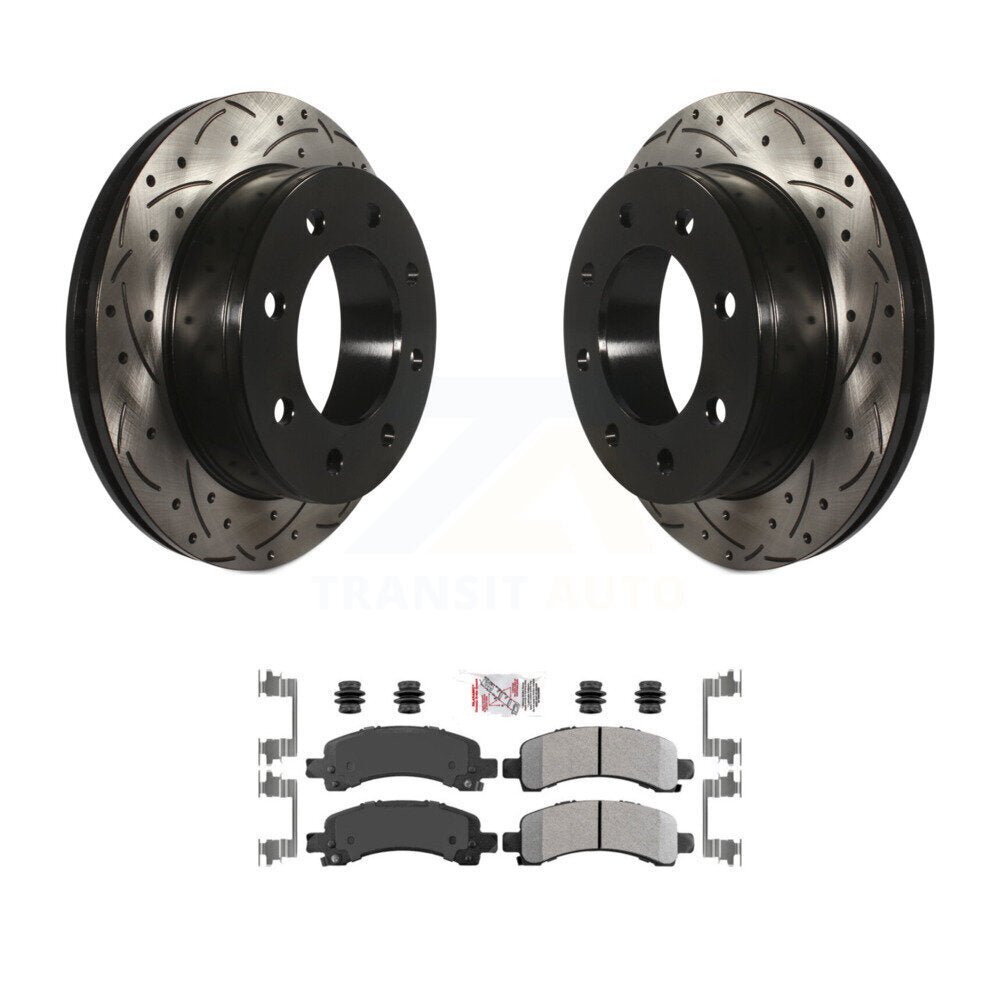Rear Drill Slot Disc Brake Rotor Semi-Metallic Pad Kit For GMC Chevrolet Savana 3500 2500 KDA-102041