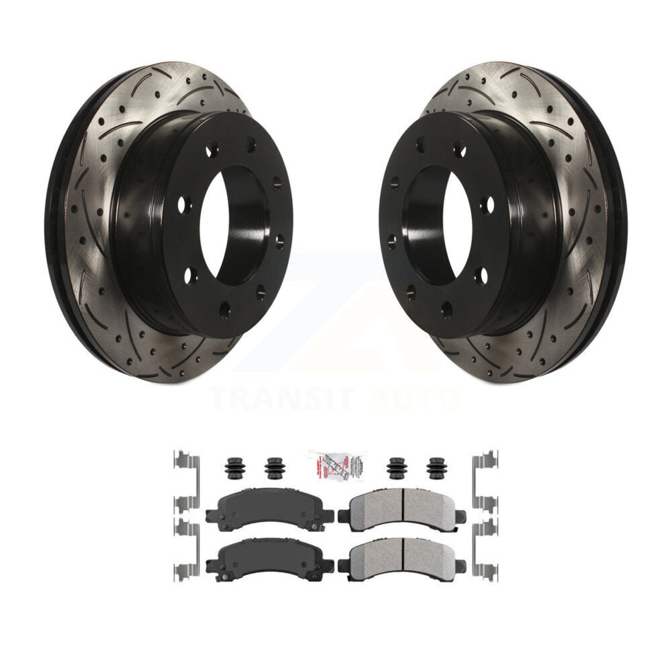 Rear Drill Slot Disc Brake Rotor Semi-Metallic Pad Kit For GMC Chevrolet Savana 3500 2500 KDA-102041