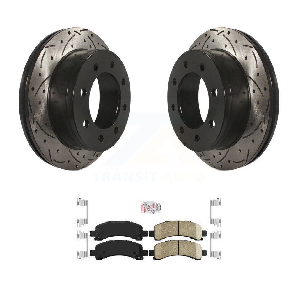 Rear Drilled Slot Brake Rotors Ceramic Pad Kit For GMC Chevrolet Savana 2500 Express 3500 KDA-102042