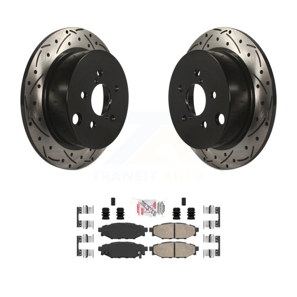 Rear Drill Slot Disc Brake Rotor Ceramic Pad Kit For Subaru Crosstrek Impreza Forester XV KDA-102046