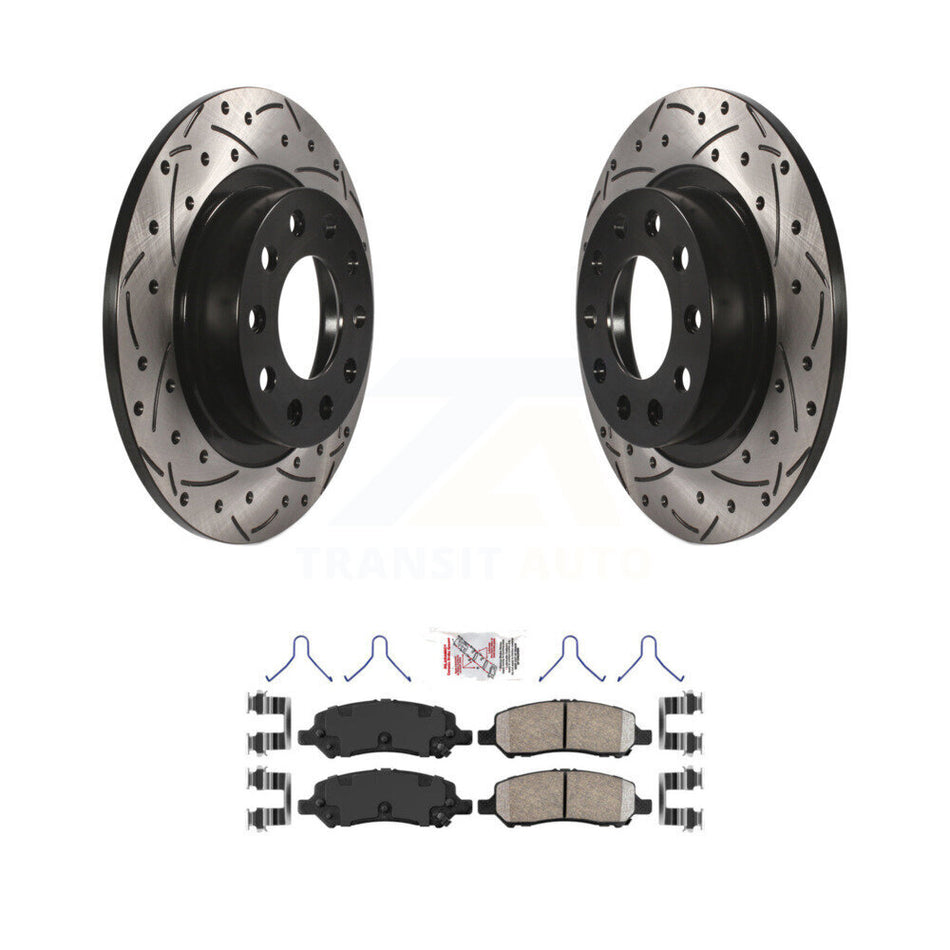 Rear Coated Drilled Slotted Disc Brake Rotor And Ceramic Pad Kit For 2013-2016 Dodge Dart KDA-102051