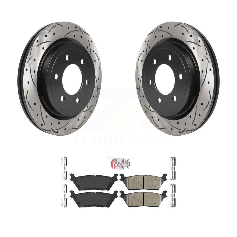 Rear Drilled Slot Brake Rotor Ceramic Pad Kit For Ford F-150 Expedition Lincoln Navigator KDA-102053
