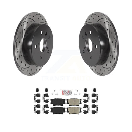 Rear Coated Drilled Slotted Disc Brake Rotors And Ceramic Pads Kit For Toyota Camry KDA-102057
