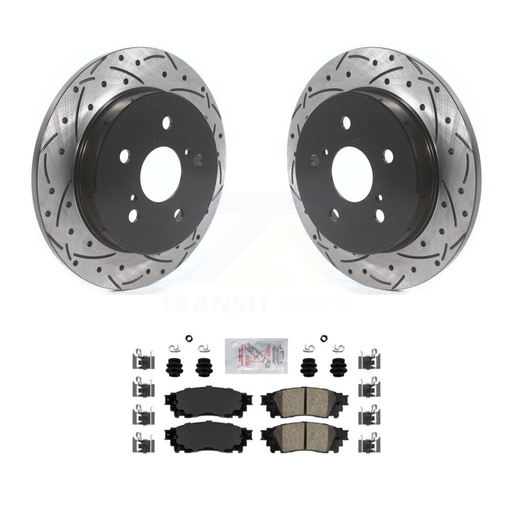 Rear Drill Slot Brake Rotors Ceramic Pad Kit For Toyota RAV4 Camry Lexus C-HR NX300 Cross KDA-102062