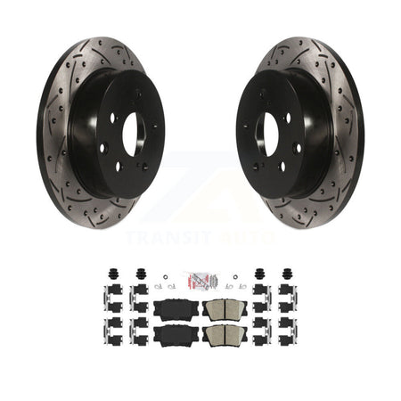 Rear Coated Drilled Slotted Disc Brake Rotor Ceramic Pad Kit For Toyota RAV4 Lexus HS250h KDA-102066