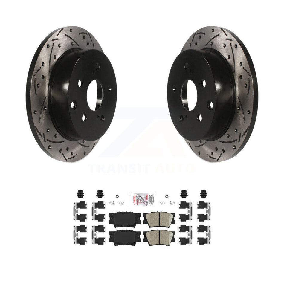 Rear Coated Drilled Slotted Disc Brake Rotor Ceramic Pad Kit For Toyota RAV4 Lexus HS250h KDA-102066