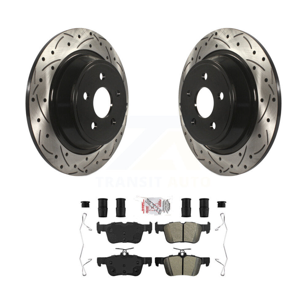 Rear Drilled Slot Brake Rotor Semi-Metallic Pad Kit For Ford Edge Fusion Lincoln Nautilus KDA-102068
