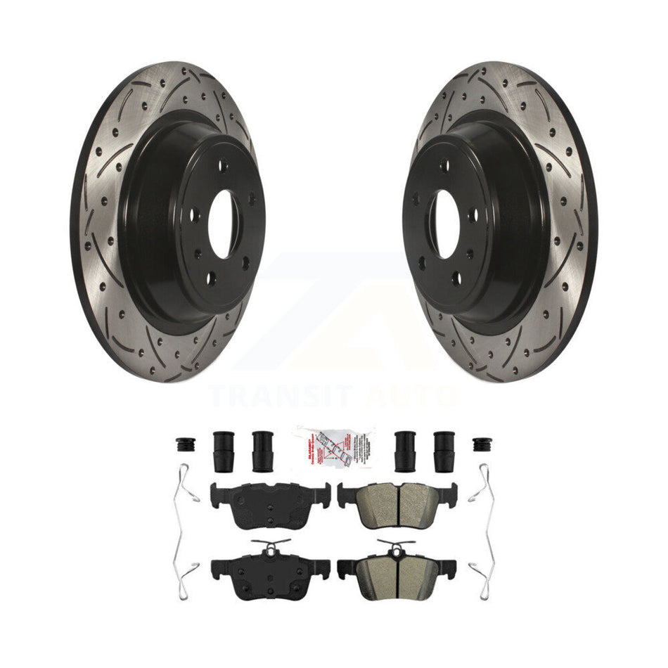 Rear Coated Drill Slot Disc Brake Rotor Semi-Metallic Pad Kit For Ford Fusion Lincoln MKZ KDA-102073