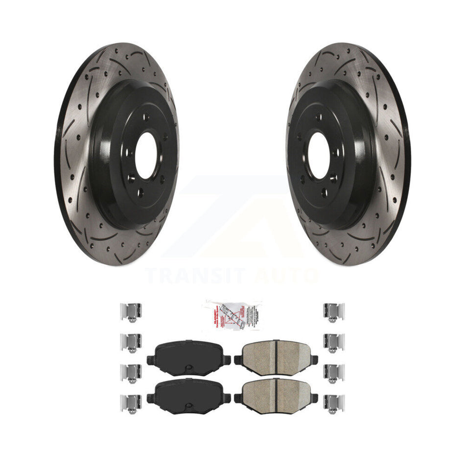 Rear Drilled Slot Brake Rotors Ceramic Pad Kit For Ford Explorer Edge Flex Lincoln Taurus KDA-102078