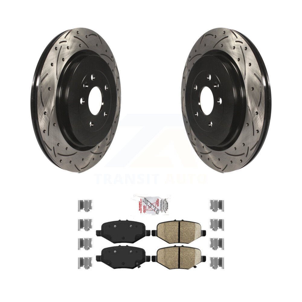 Rear Drilled Slot Brake Rotors Ceramic Pad Kit For Ford Explorer Flex Taurus Police Sedan KDA-102080
