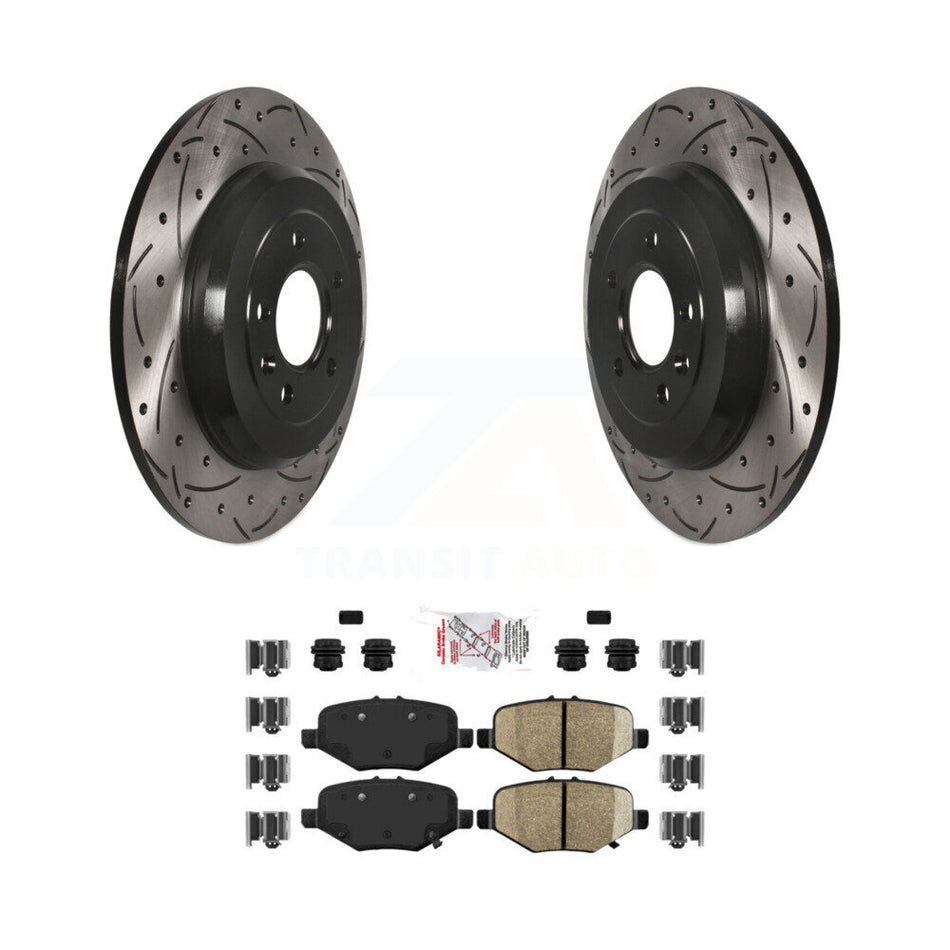Rear Drill Slot Brake Rotors Semi-Metallic Pad Kit For 15 Ford Explorer Limited/Sport/XLT KDA-102083