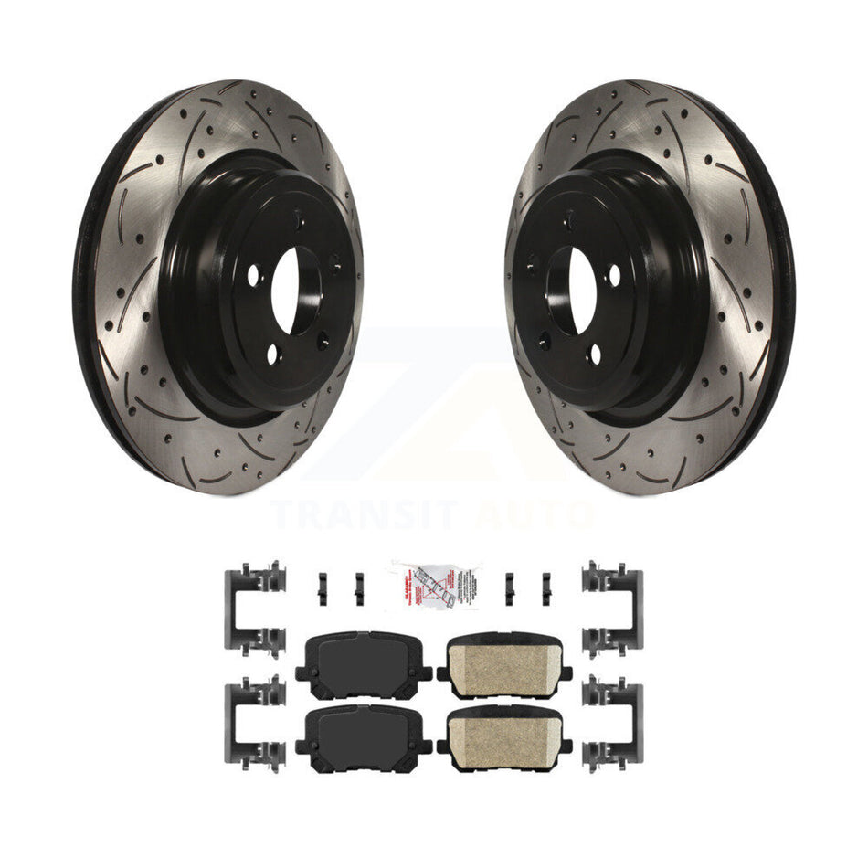 Rear Coated Drilled Slotted Disc Brake Rotors And Ceramic Pads Kit For Dodge Charger KDA-102094