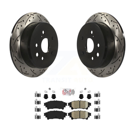 Rear Coated Drilled Slotted Disc Brake Rotors And Ceramic Pads Kit For Lexus IS250 KDA-102098