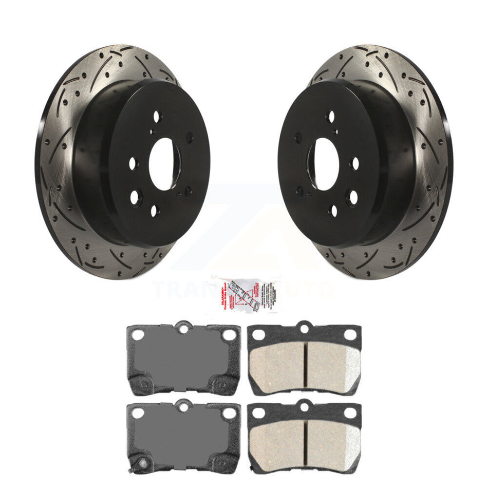 Rear Coated Drilled Slotted Disc Brake Rotors And Ceramic Pads Kit For Lexus IS250 KDA-102099