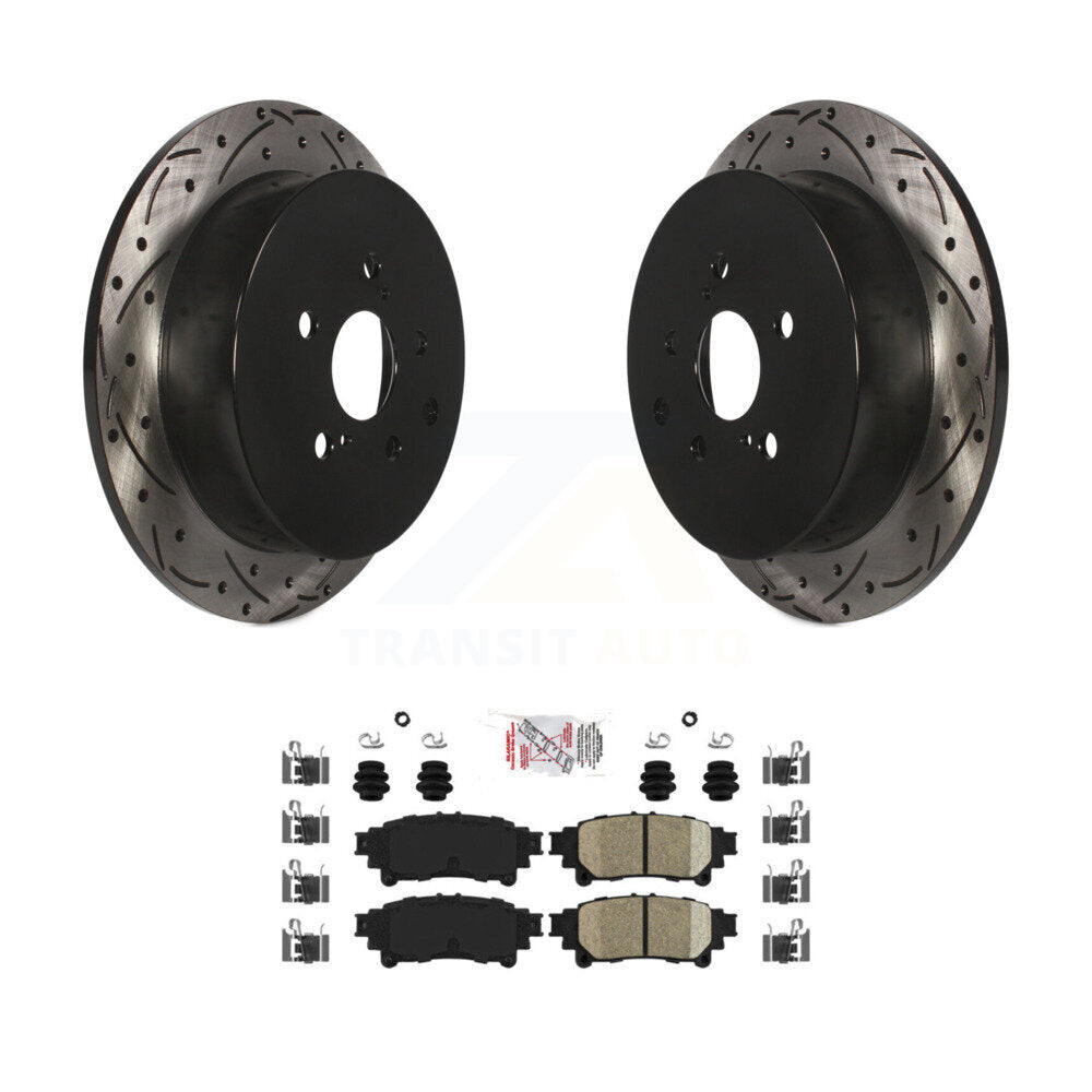 Rear Drill Slot Disc Brake Rotor Ceramic Pad Kit For Toyota Sienna Highlander Lexus RX350 KDA-102105