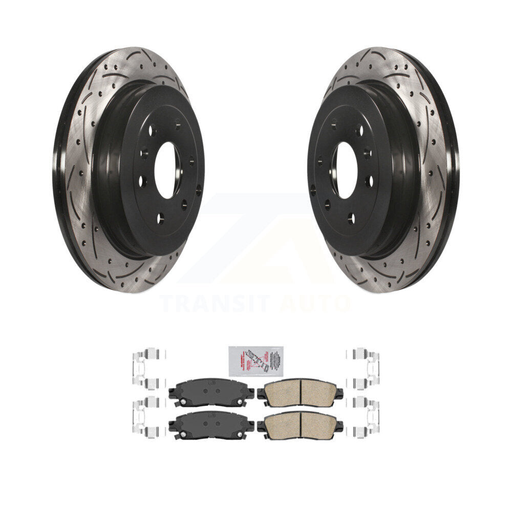 Rear Drill Slot Brake Rotor Ceramic Pad Kit For GMC Acadia Buick Enclave Chevrolet Saturn KDA-102106