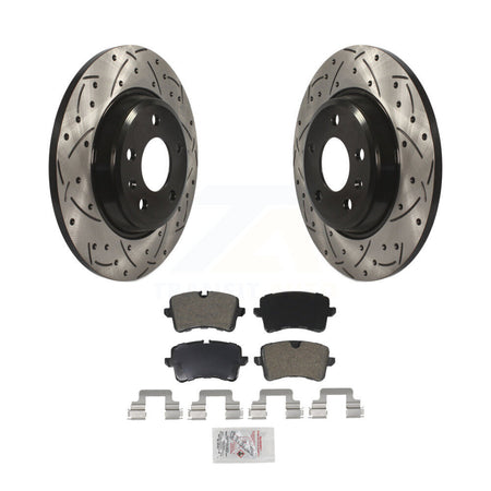 Rear Coated Drilled Slotted Disc Brake Rotor Semi-Metallic Pad Kit For Audi A7 Quattro A6 KDA-102113