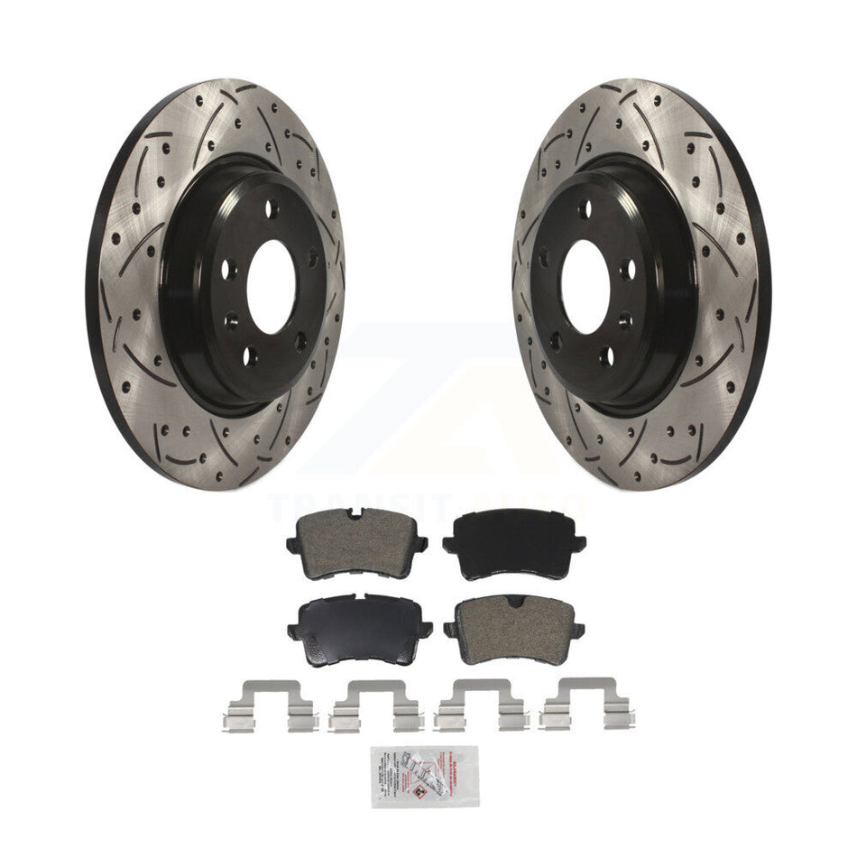 Rear Coated Drilled Slotted Disc Brake Rotor Semi-Metallic Pad Kit For Audi A7 Quattro A6 KDA-102113