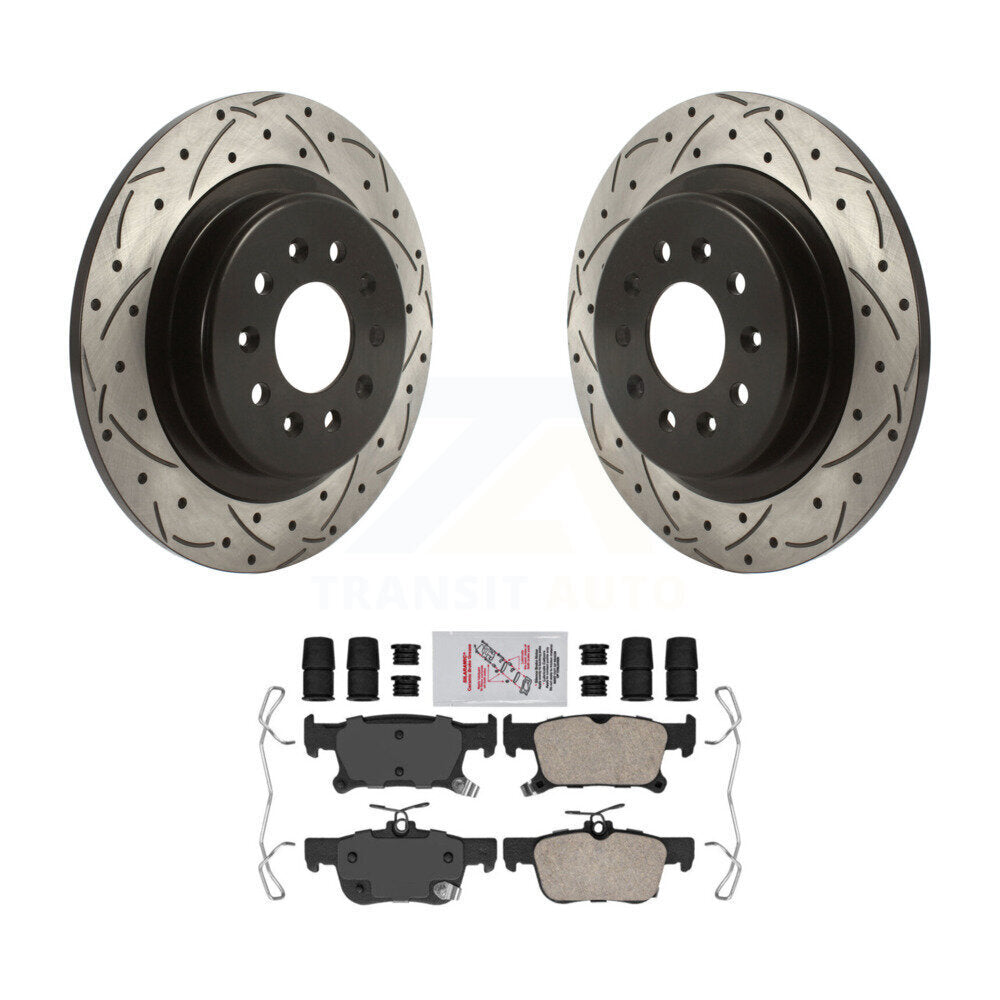 Rear Coated Drilled Slotted Disc Brake Rotors And Ceramic Pads Kit For Buick Envision KDA-102127