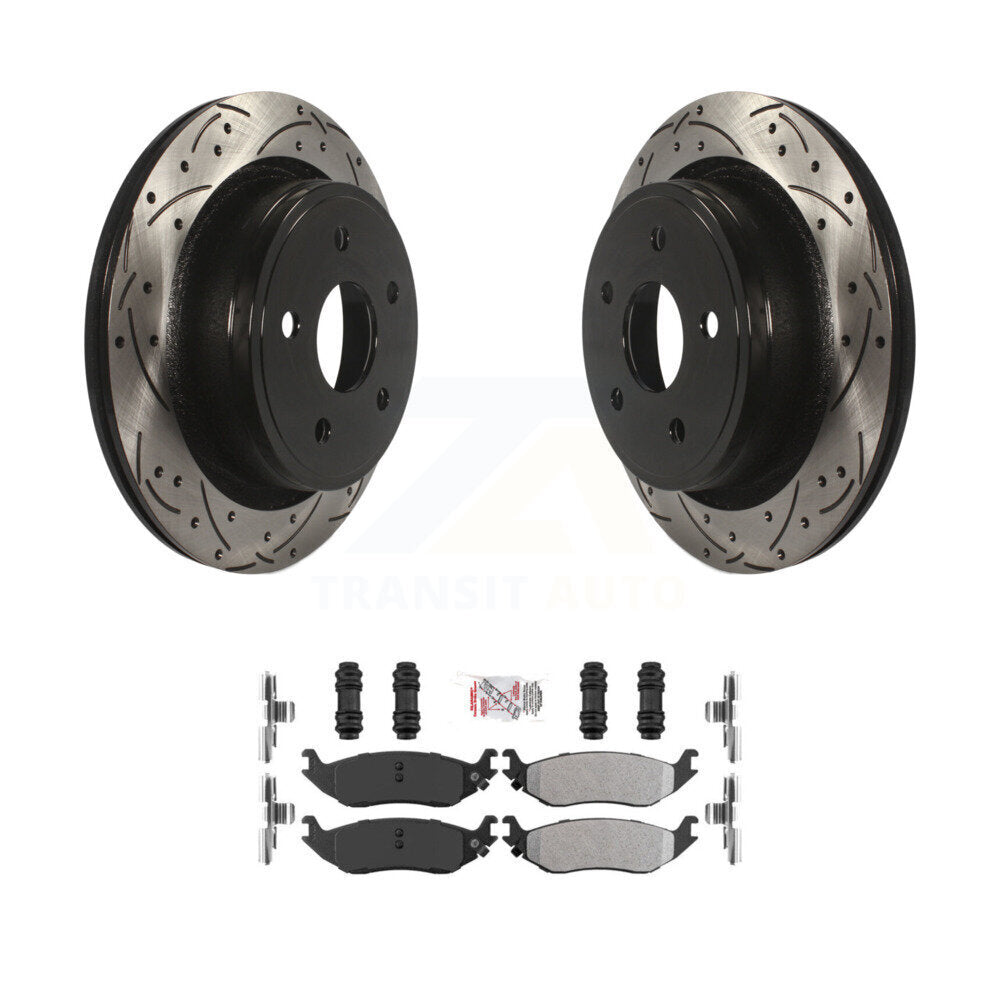 Rear Drill Slot Disc Brake Rotor Semi-Metallic Pad Kit For Ram 1500 Classic Dodge Durango KDA-102132