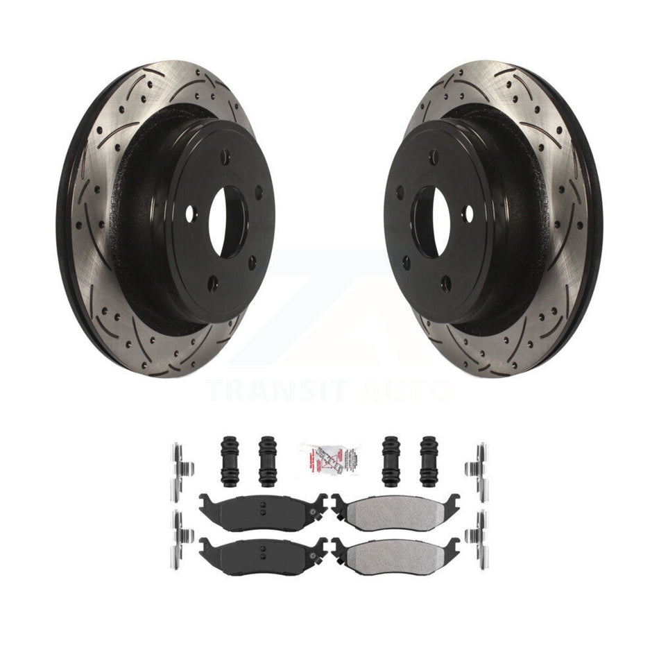 Rear Drill Slot Disc Brake Rotor Semi-Metallic Pad Kit For Ram 1500 Classic Dodge Durango KDA-102132