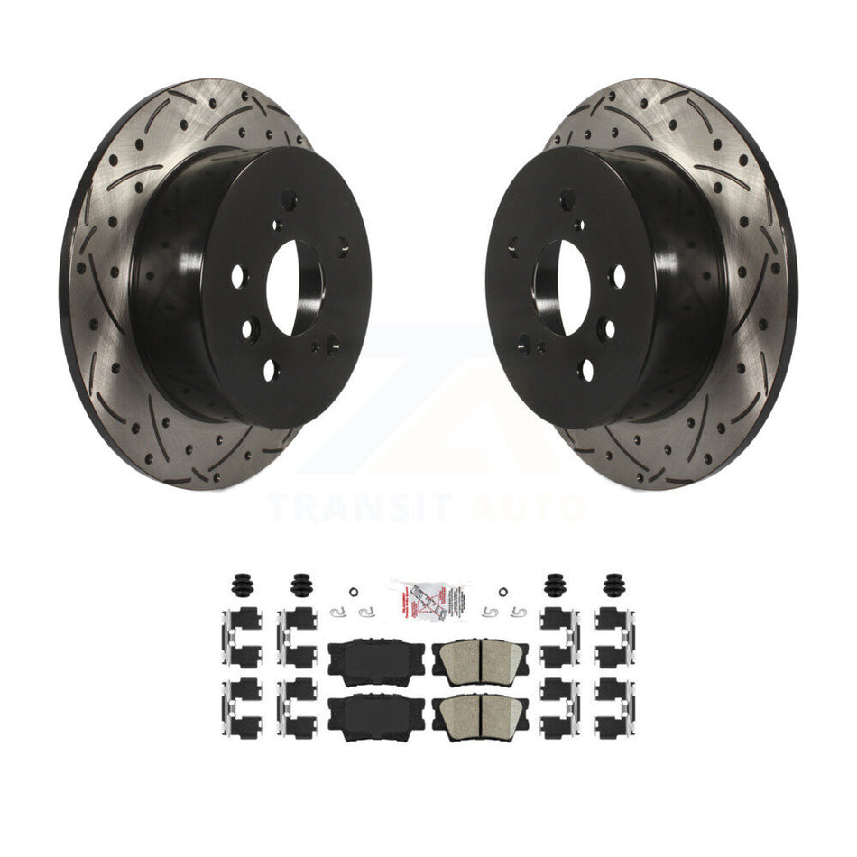 Rear Drilled Slot Brake Rotors Ceramic Pad Kit For Toyota Camry Lexus ES350 Avalon ES300h KDA-102144