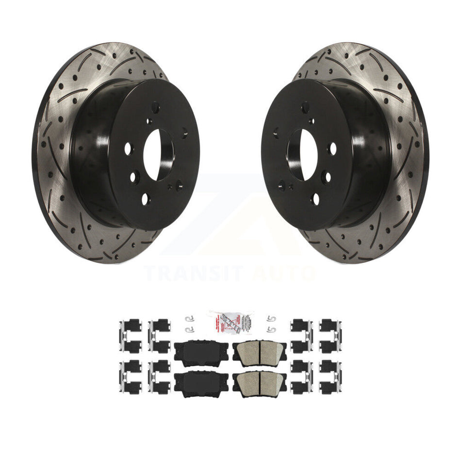 Rear Drilled Slot Brake Rotors Ceramic Pad Kit For Toyota Camry Lexus ES350 Avalon ES300h KDA-102145