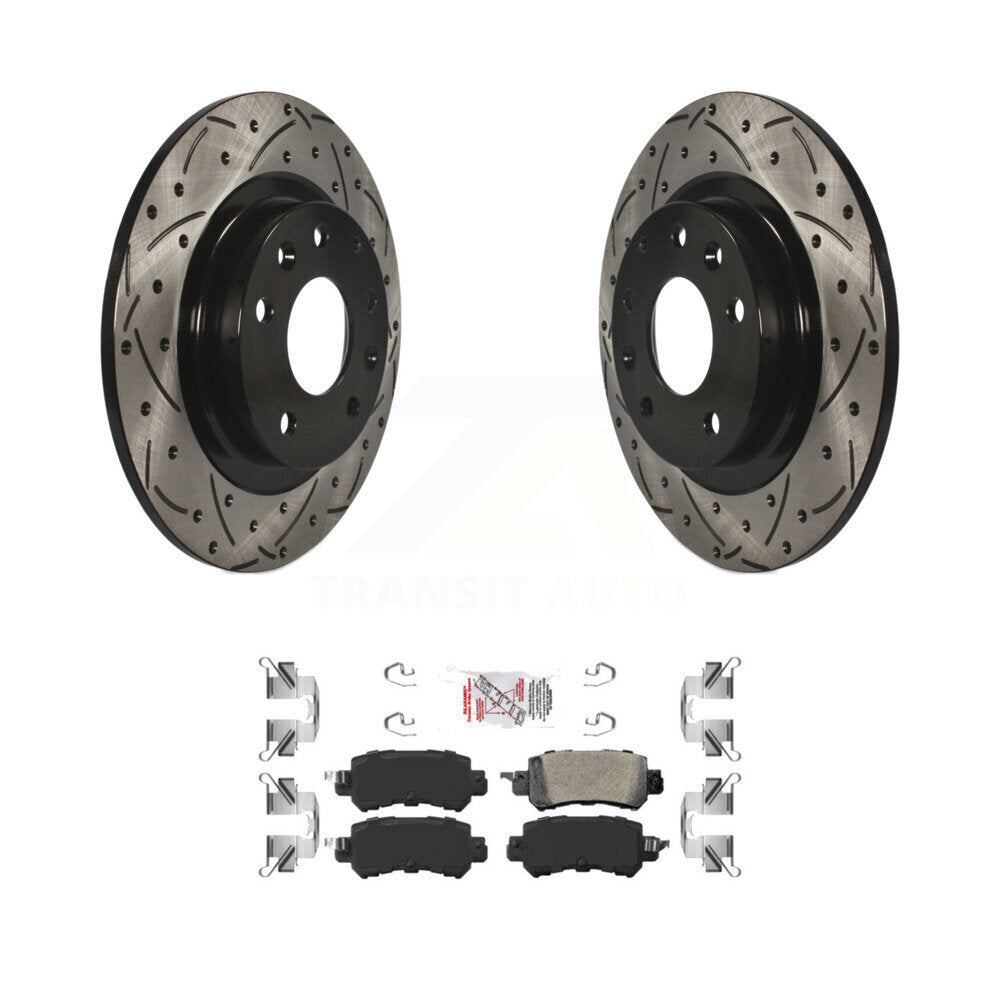 Rear Coated Drilled Slotted Disc Brake Rotor And Ceramic Pad Kit For 2016-2018 Mazda CX-3 KDA-102147