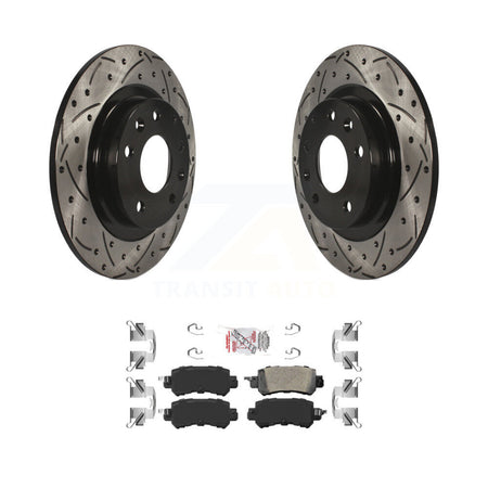 Rear Coated Drilled Slotted Disc Brake Rotor And Ceramic Pad Kit For 2016-2018 Mazda CX-3 KDA-102147