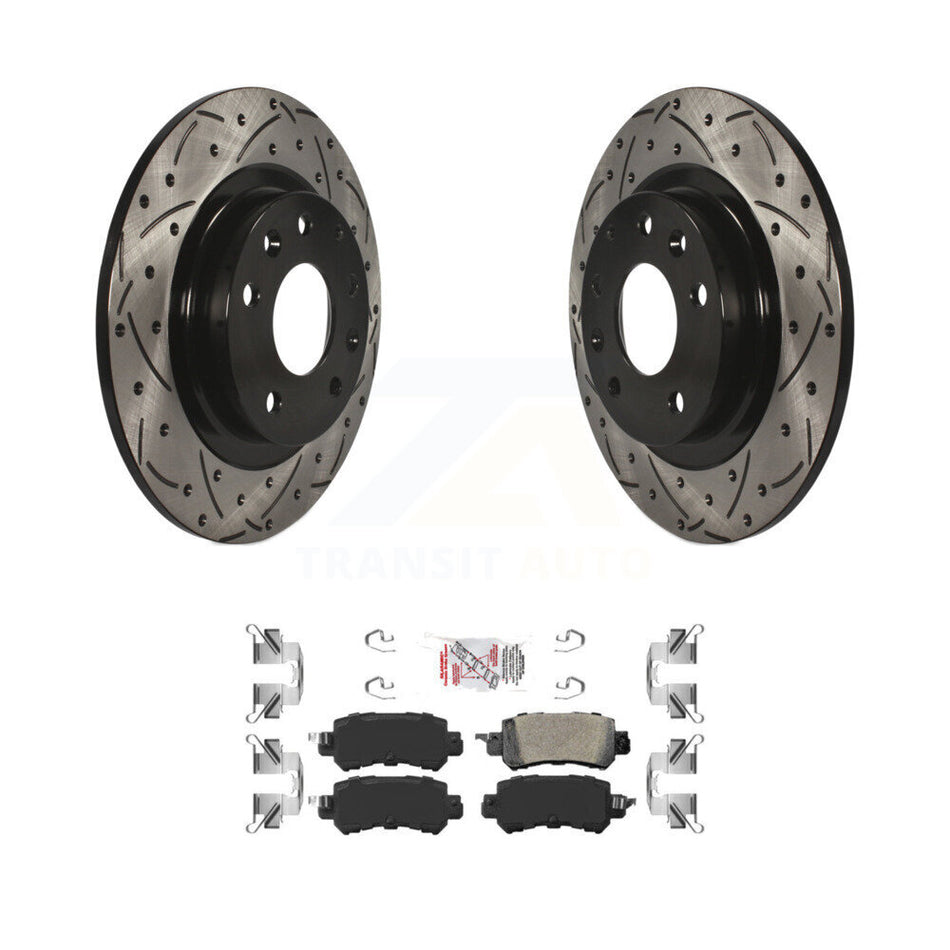 Rear Coated Drilled Slotted Disc Brake Rotor And Ceramic Pad Kit For 2016-2018 Mazda CX-3 KDA-102147