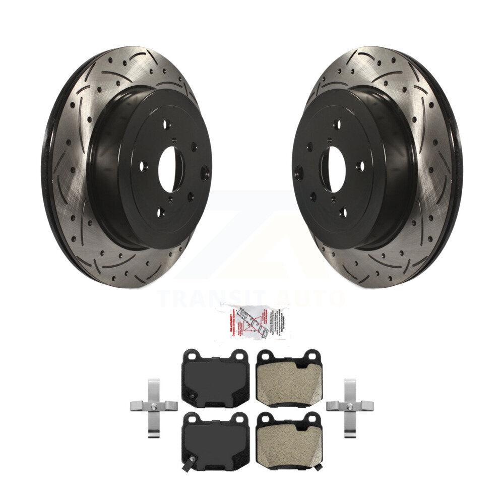 Rear Coated Drill Slot Disc Brake Rotors Semi-Metallic Pad Kit For Subaru Impreza WRX STI KDA-102148