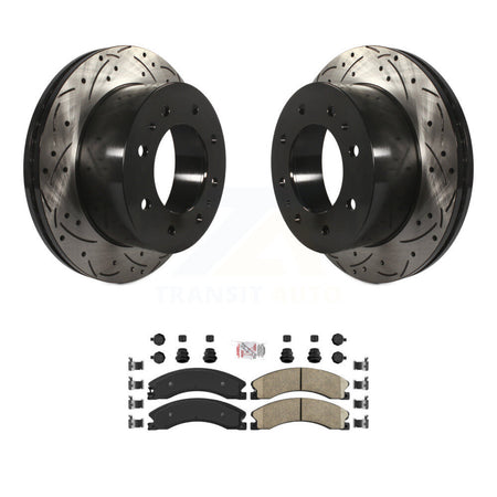 Rear Drilled Slot Brake Rotors Ceramic Pad Kit For GMC Chevrolet Sierra 2500 HD Silverado KDA-102172
