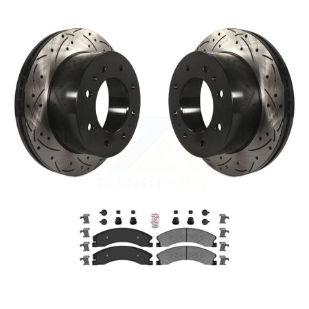Rear Drilled Slot Brake Rotor Semi-Metallic Pad Kit For GMC Chevrolet Sierra 2500 HD 3500 KDA-102173
