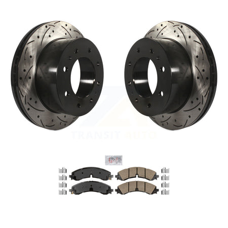 Rear Drilled Slot Brake Rotors Ceramic Pad Kit For GMC Chevrolet Sierra 2500 HD Silverado KDA-102174
