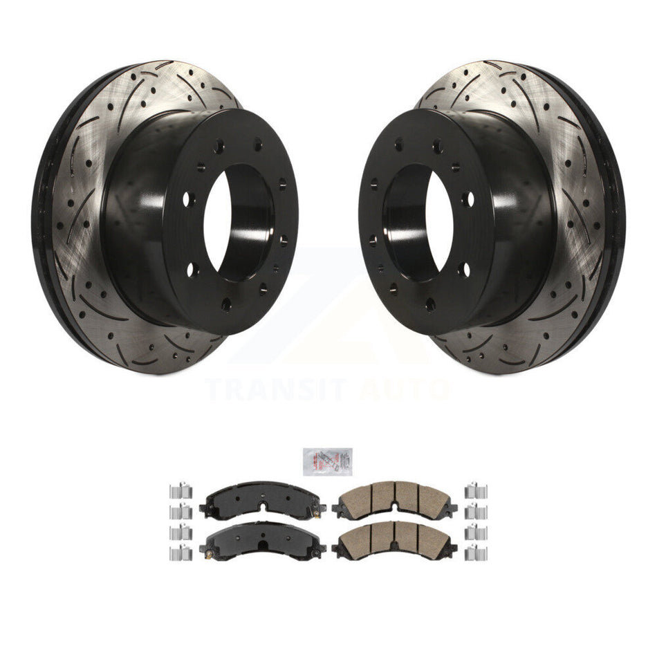 Rear Drilled Slot Brake Rotors Ceramic Pad Kit For GMC Chevrolet Sierra 2500 HD Silverado KDA-102174